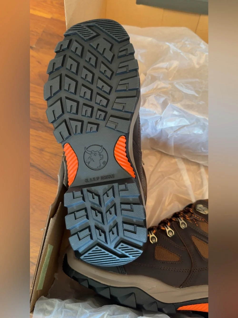 Brahma Brown and Black Waterproof Hiking Boot with Orange Accents